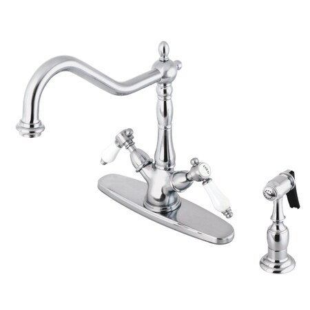 Kingston Brass KS1231BPLBS Mono Deck Mount Kitchen Faucet W/ Brass Sprayer, Chrome KS1231BPLBS